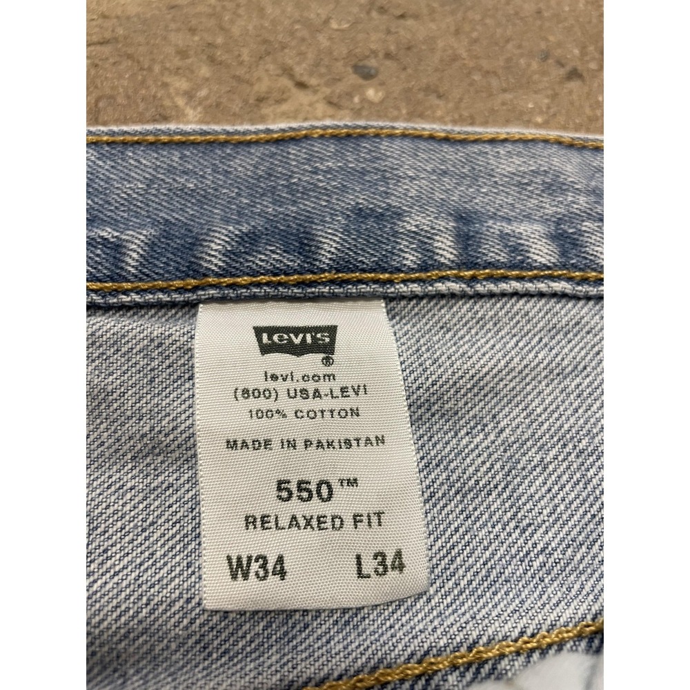 Levi's 550 Jeans Mens 34x34 Light Wash Relaxed Fit Tapered‎ Leg Denim Zip Fly - Picture 7 of 16